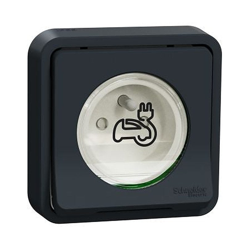 Schneider Electric Mureva Styl Grey 1 Gang EV Charging Socket, 16A Indoor & Outdoor, French 2P