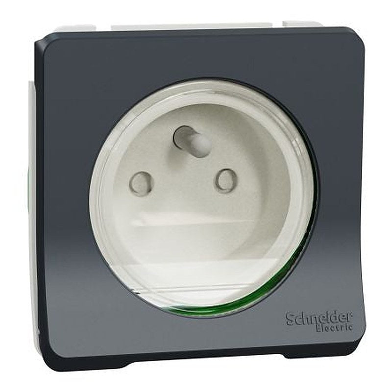 Schneider Electric Mureva Styl Grey 1 Gang Plug Socket, 16A Indoor & Outdoor, Type E - French
