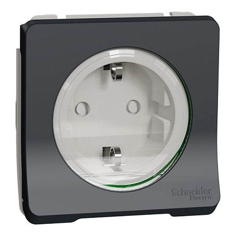 Schneider Electric Mureva Styl White, Black Plug Socket, 16A Indoor & Outdoor