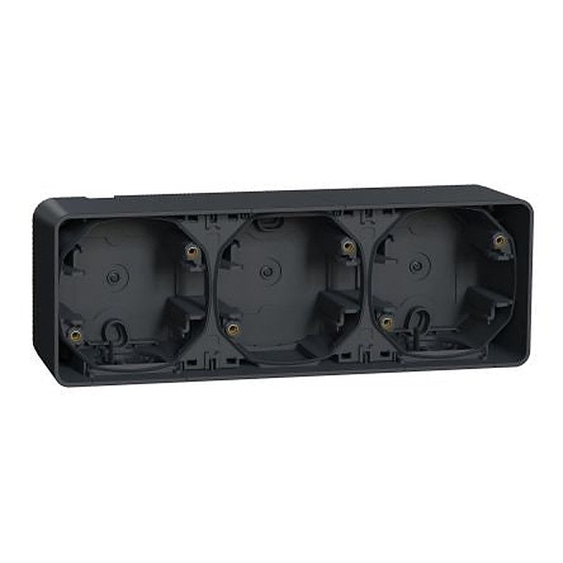 Schneider Electric Mureva Styl Grey Polypropylene Junction Box, IP55, Surface Mount Mount, 3 Gangs 54 mm 76mm 54 mm