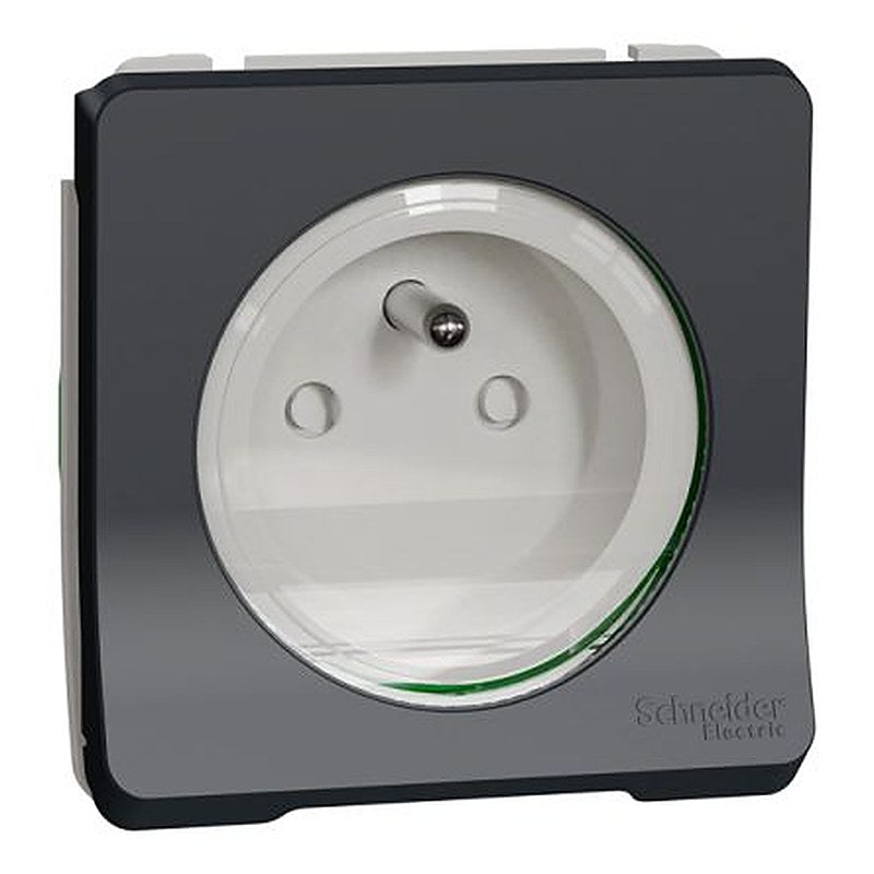 Schneider Electric Mureva Styl Anthracite Plug Socket, 16A, French 2P