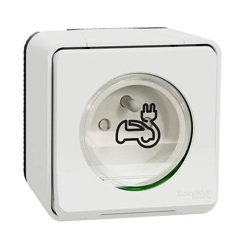 Schneider Electric Mureva Styl Grey, White 1 Gang EV Charging Socket, 16A Indoor & Outdoor, French 2P