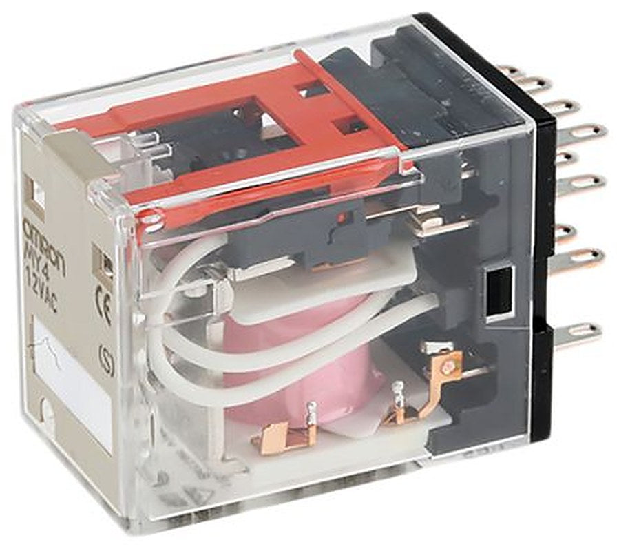 Omron Plug-in Power Relay, 12V ac Coil, 5A, 4PDT