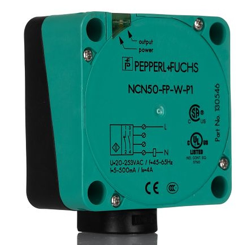 Pepperl + Fuchs NCN50-FP-W-P1 Block Inductive Proximity Sensor, M20 x 1.5 2-Wire Comfort 253V 50 mm 253 V ac 5mA, 500 mA