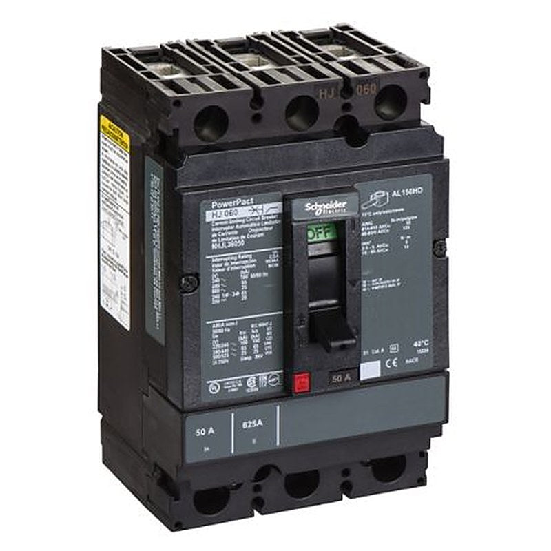 Schneider Electric, PowerPact, PowerPact Molded Case Circuit Breaker 3-Pole 50A, Breaking Capacity 18 kA, DIN Rail