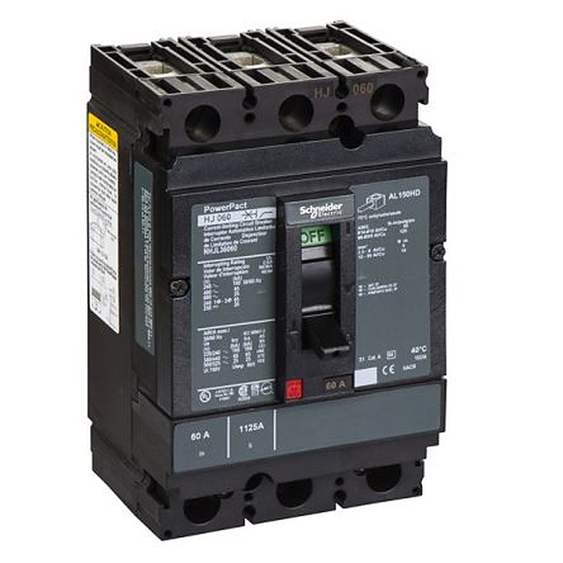 Schneider Electric, PowerPact, PowerPact Molded Case Circuit Breaker 3-Pole 60A, Breaking Capacity 18 kA, DIN Rail