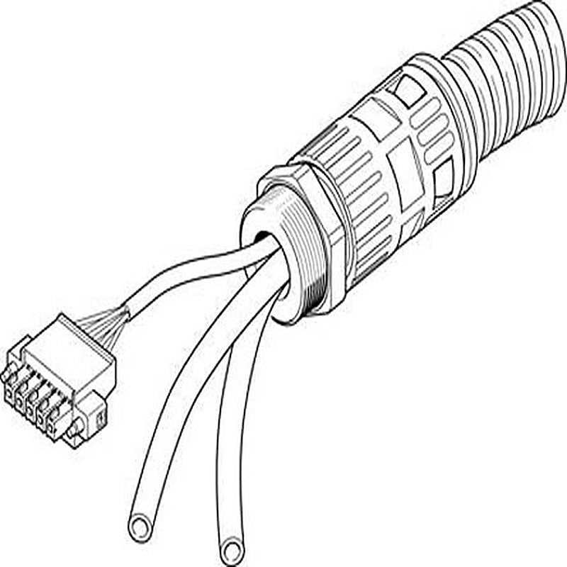 Festo Male 5 way Straight Plug to Male 5 way Open End Connector Cable, 5 m