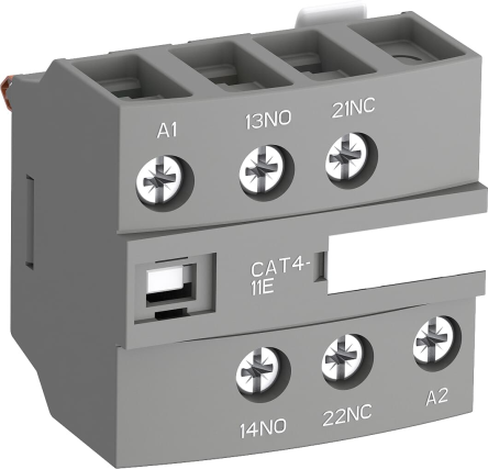 ABB Auxiliary Contact, 2 Contact, 1 NO/1 NC, Cat4, Front, 6 A, 690V ac, 1SBN010151R1011 CAT4-11E