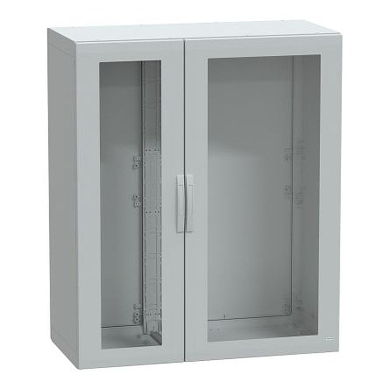 Schneider Electric PanelSeT Series Fibreglass Double Reinforced Polyester 2-Door Floor Standing Enclosure, Transparent