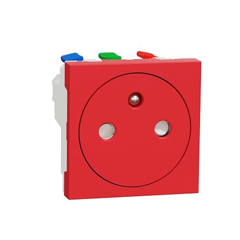 Schneider Electric, Unica IP4X Red 2P+PE Straight Socket, 16A, 250V
