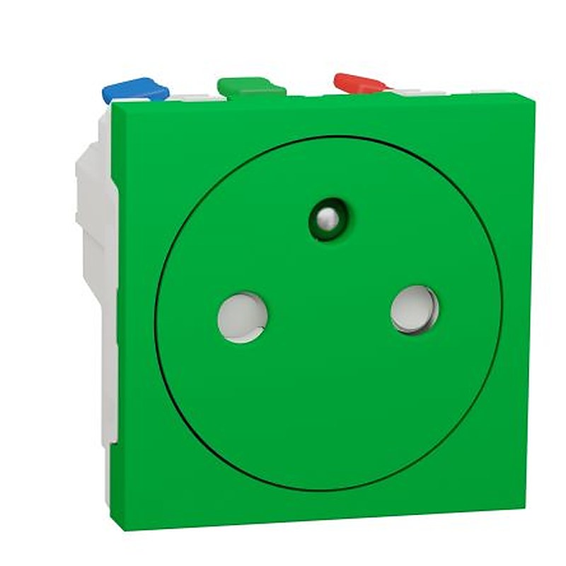 Schneider Electric, Unica IP4X Green Socket, 2P+PE, Rated At 16A, 250V