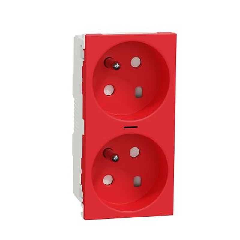 Schneider Electric, Unica IP3X Red Socket, 2P+PE, Rated At 16A, 250V