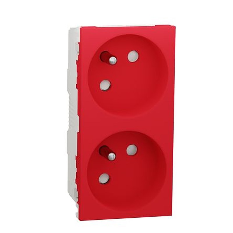 Schneider Electric Red 2 Gang Power Socket, 16A Indoor, French 2P