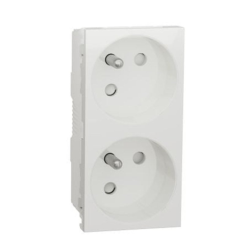 Schneider Electric White 2 Gang Power Socket, 16A Indoor, French 2P