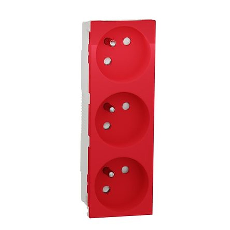 Schneider Electric, Unica IP3X Red Socket, 2P+PE, Rated At 16A, 250V