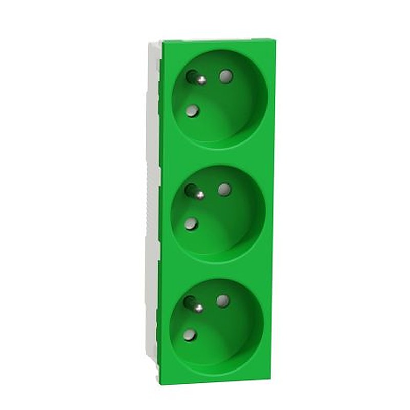 Schneider Electric, Unica IP3X Green Socket, 2P+PE, Rated At 16A, 250V