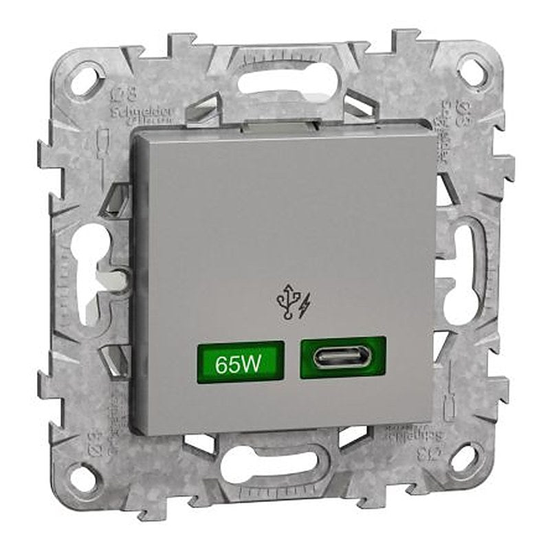 Schneider Electric Unica 2 Gang USB Socket, 3A Indoor, USB Type C
