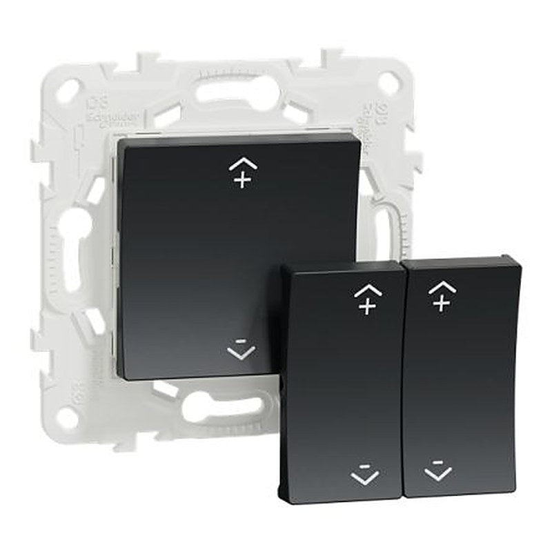 Schneider Electric Anthracite Push Button, 2 Gang, Wiser