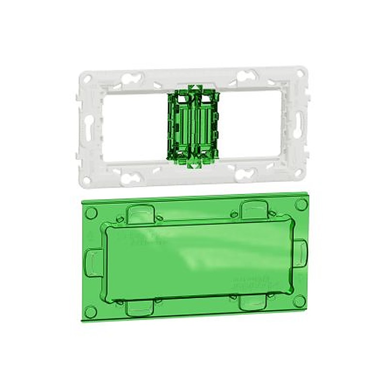 Schneider Electric Green, Transparent 2 Gang Frame