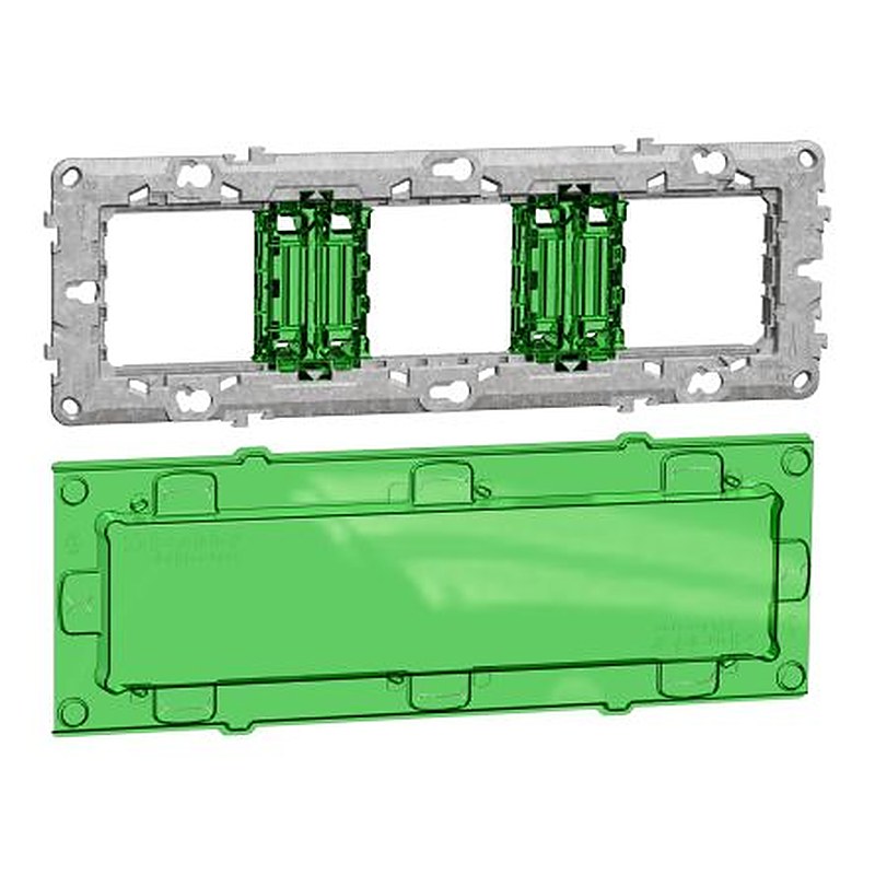 Schneider Electric Transparent, Green 3 Gang Frame