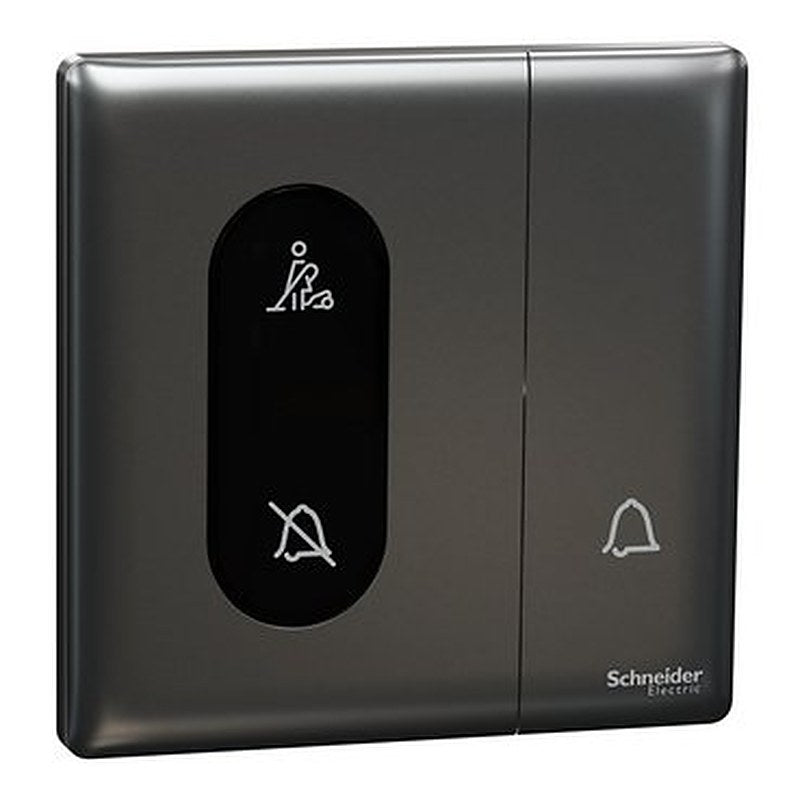 Bell press switch, Unica X, with DND and PCU symbol, dark grey (Bell press switch Unica X) is a Schneider Electric product. Designed for reliable performance and long service life. Available across Iraq — contact us for pricing and delivery options.