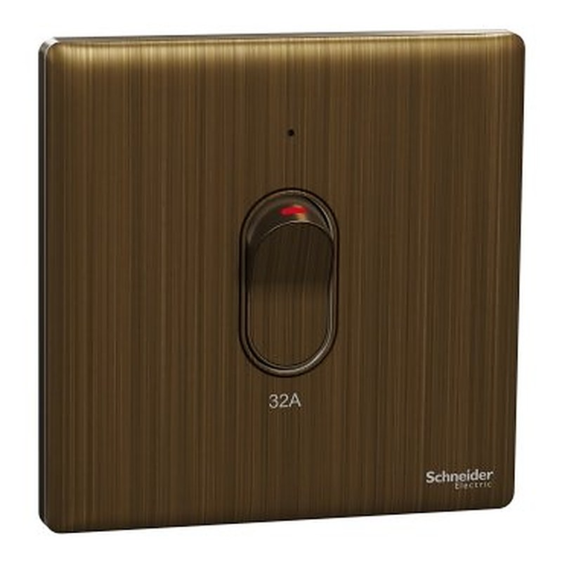 Switch, Unica X, 32A, 250V, 1 gang, 2 pole, with LED, antique brass (Switch Unica X) is a Schneider Electric product. Designed for reliable performance and long service life. Available across Iraq — contact us for pricing and delivery options.