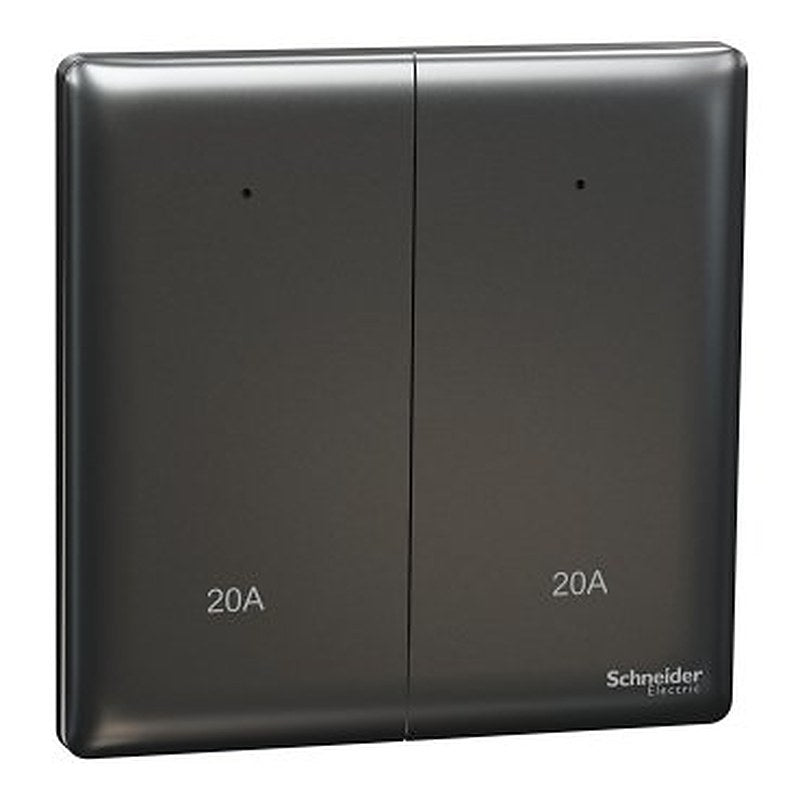 Switch, Unica X, 20A, 250V, 2 gangs, 2 pole, with LED, dark grey (Switch Unica X) is a Schneider Electric product. Designed for reliable performance and long service life. Available across Iraq — contact us for pricing and delivery options.