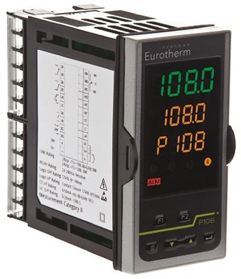 Eurotherm Piccolo P108 Panel PID Temperature Controller, 3 Output Relay 24V ac/dc On-Off