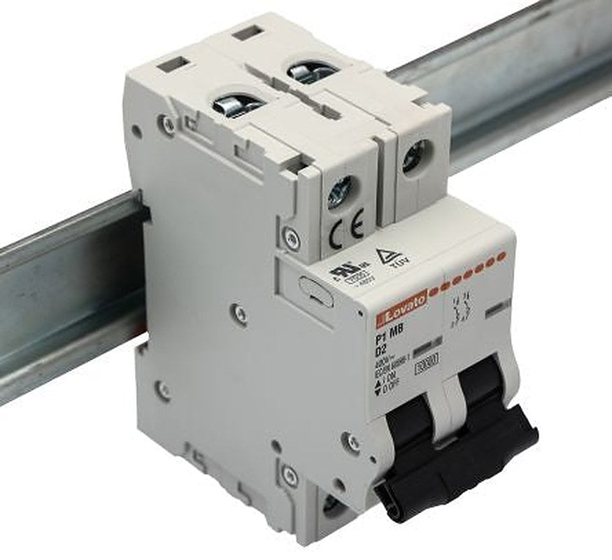 Lovato Modulo P1MB Miniature Circuit Breaker, 2-Pole, 2A, Type D, 400V ac AC, 80 V dc DC, 10 kA Breaking Capacity