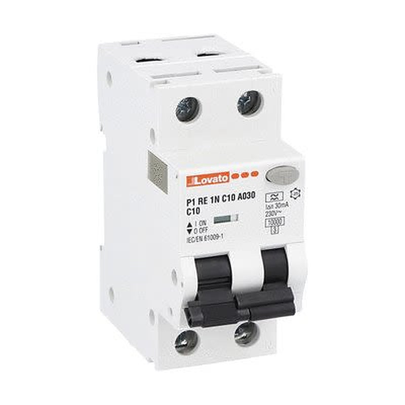 Lovato Residual Current Circuit Breaker with Overload Protection, 10A Current Rating, 1-Pole, 30 mA Trip Sensitivity,
