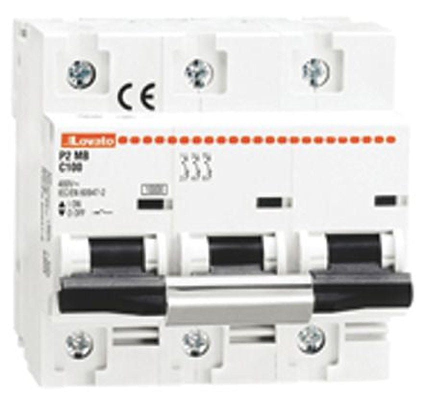 Lovato Modulo P2MB Miniature Circuit Breaker, 3-Pole, 80A, Type C, 400V ac AC, 60 V dc DC, 10 kA Breaking Capacity