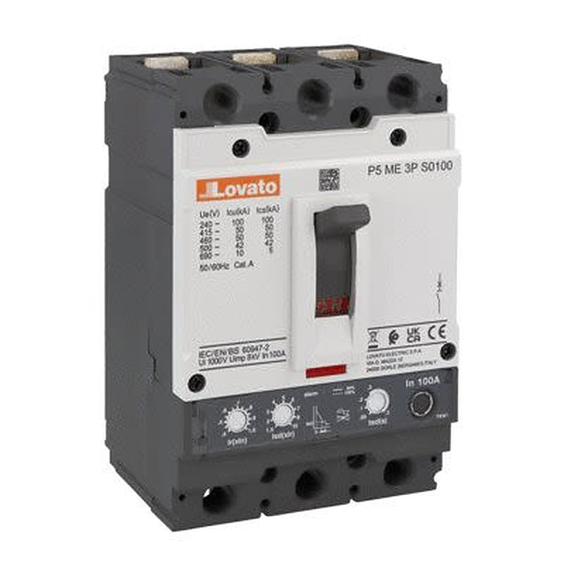 Lovato, 100 to 250 A, P5ME Circuit Breaker 3-Pole 250A, Breaking Capacity 100 kA, Vertical