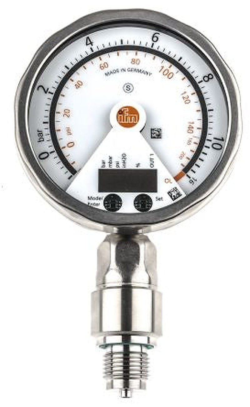 ifm electronic PG24 Series Pressure Sensor, Analogue, PNP NO/NC Output -1 bar, Relative Reading 10 bar