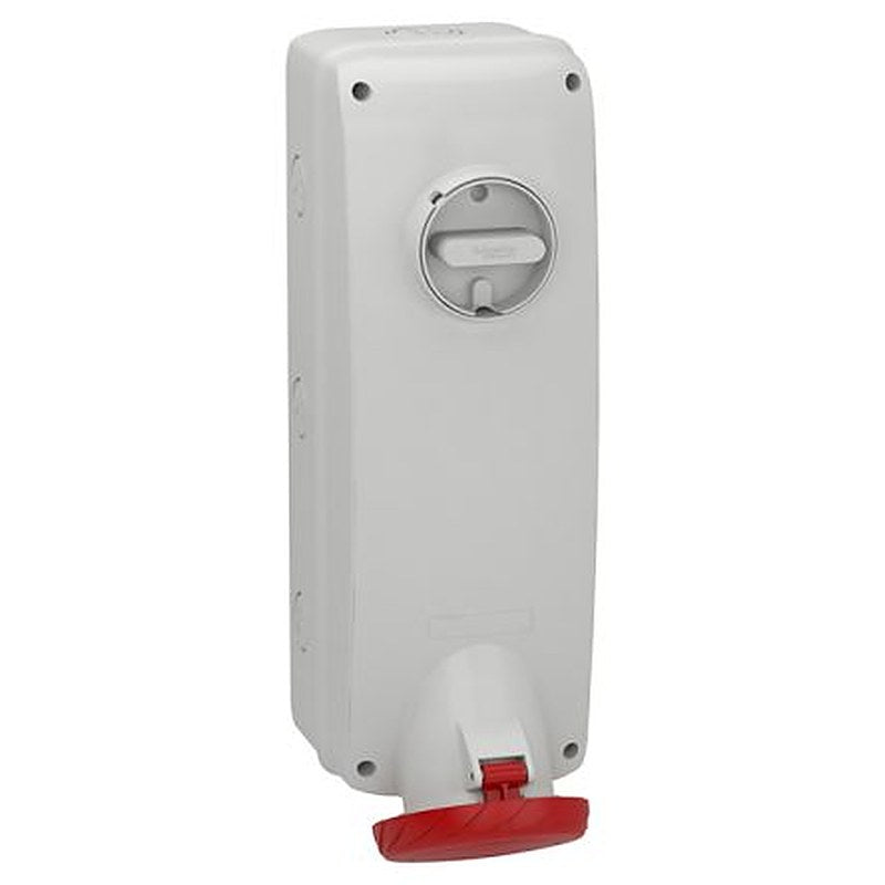 Schneider Electric, PKB63 IP65 Grey Wall Mount Mount 3P+PE Straight Industrial Power Connector, 63A, 415V