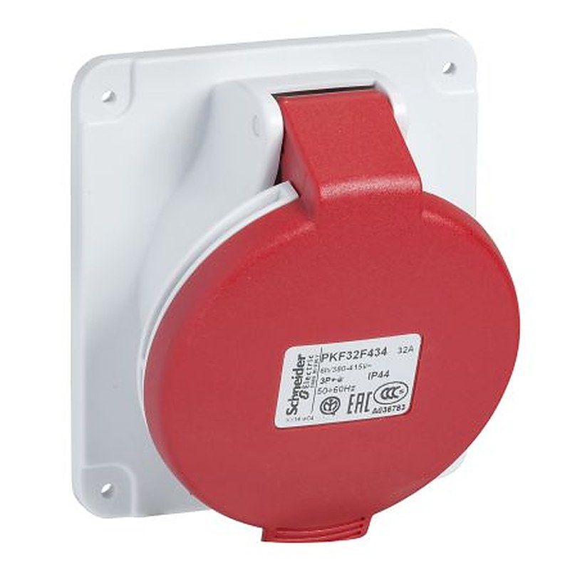 Schneider Electric, Mureva IP44 Grey Socket, Panel Mount, 3P+N+PE, Rated At 32A, 415V