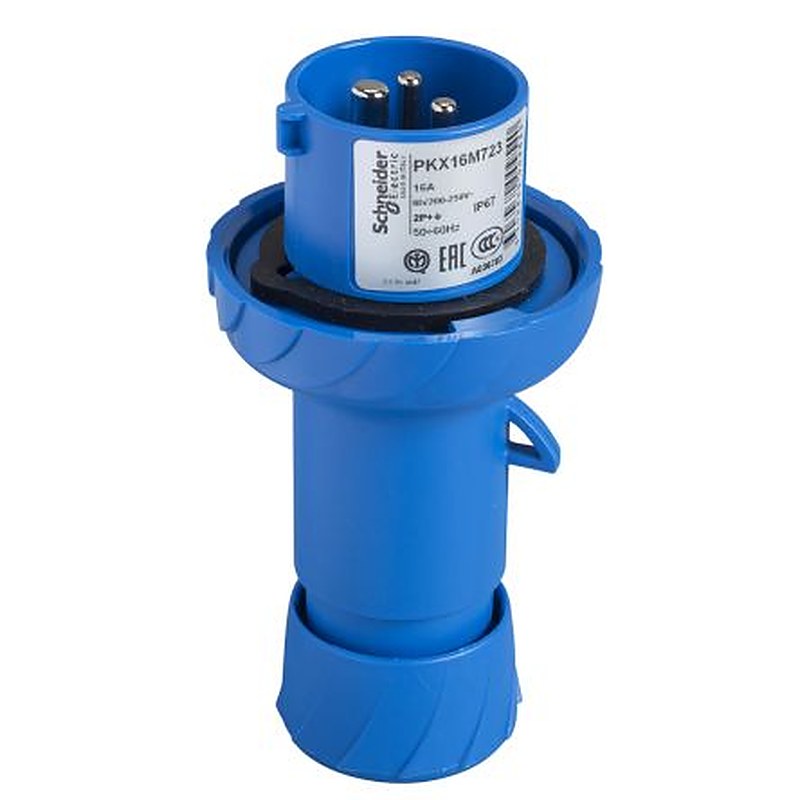 Schneider Electric, Mureva IP67 Blue Cable Mount 2P+PE Straight Industrial Power Connector, 16A, 230V