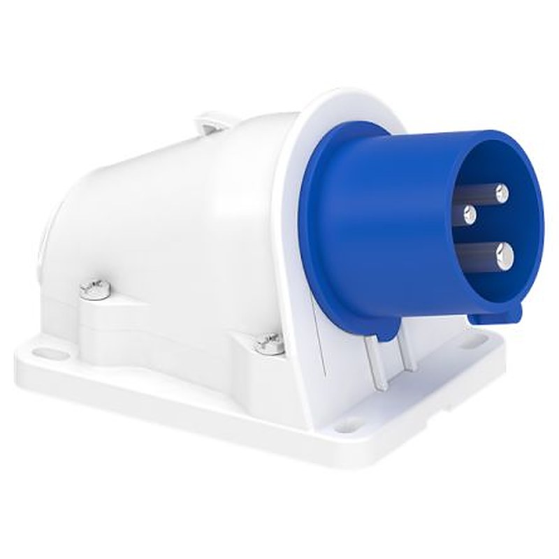 Schneider Electric, PKX16 IP44 Grey Wall Mount Mount 2P+PE Angled Industrial Power Connector, 16A, 250V
