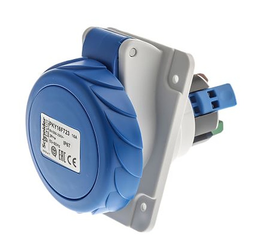 Schneider Electric, Mureva IP67 Blue Industrial Power Connector, Panel Mount, 2P+PE, Rated At 16A, 230V