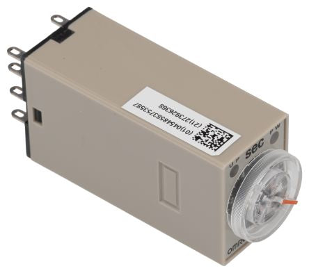 Omron H3Y-2 Series DIN Rail Timer Relay, 2-Contact, 125 V dc 24V ac, 0.04 s to 3 h, 1-Function, DPDT Switch
