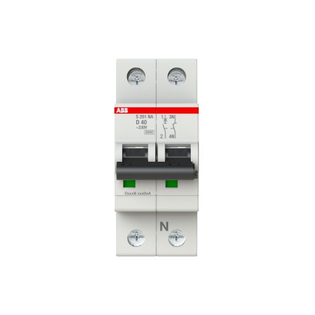 ABB System Pro M Compact S200 Miniature Circuit Breaker, 1-Pole, 40A, Type D, 400V ac AC, 12 V DC, 6 kA Breaking