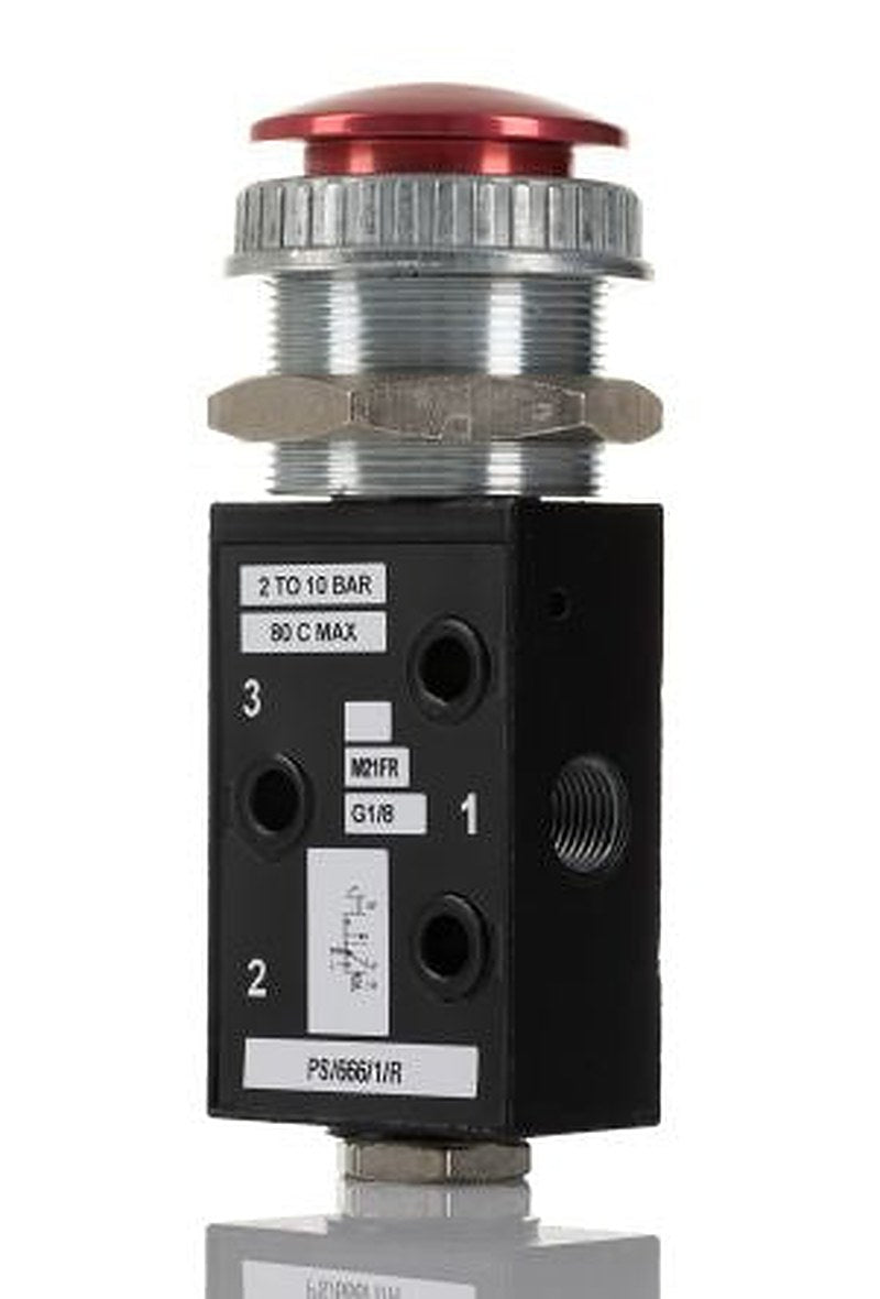 Norgren Push Button Pneumatic Manual Control Valve S666 Series, G G 1/8, PS/666/1/R