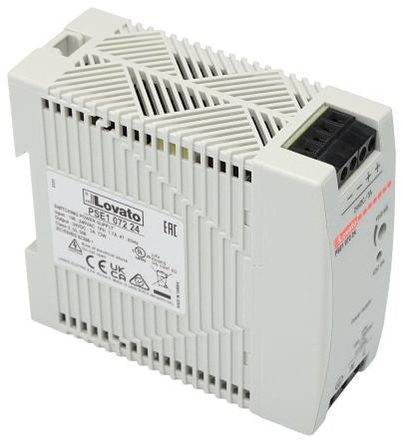 Lovato PSE1 DIN Rail DIN Rail Power Supply 375 V dc, 264V ac AC Input 24V dc, 3 A Output DC 72 W
