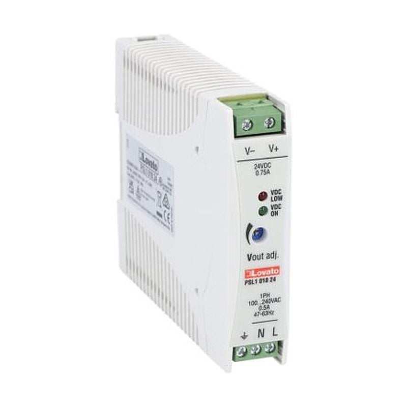 Lovato PSL Power Supply DIN Rail Power Supply 240V ac AC Input 24V dc, 750 mA Output DC 18 W