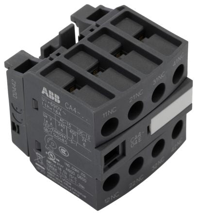 ABB Auxiliary Contact Block, 4 Contact, 4 NC, CA4-04E, Front, 6 A, 690V, 1SBN010140R1004