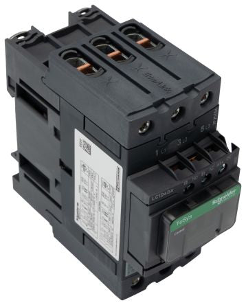 Schneider Electric LC1D Contactor, 24V dc Coil, 3-Pole, 40 A, 18.5 kW 24V dc, 3 NO, 690V ac
