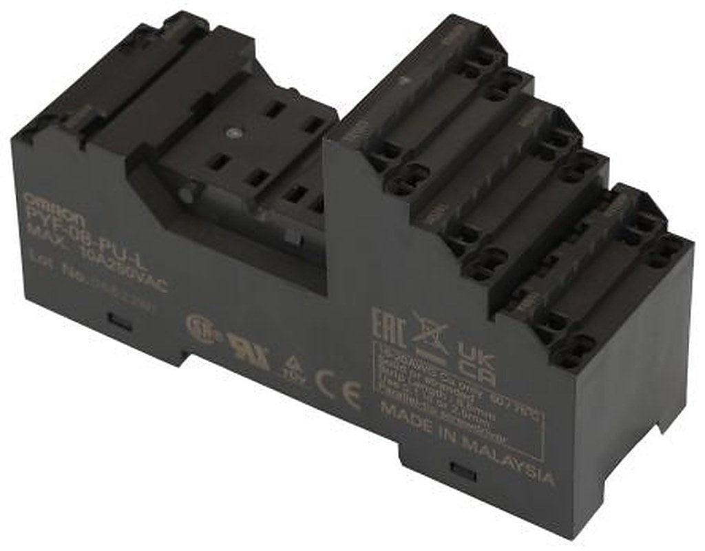 Omron PYF 8 Way 250V ac DIN Rail Relay Socket, for use with H3Y Series Timer, H3YN Series Timer