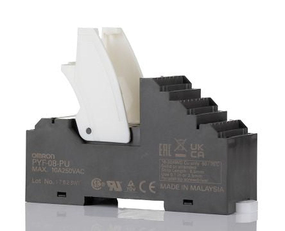 Omron PYF 8 Way 250V ac DIN Rail Relay Socket, for use with MY Series General Purpose Relay