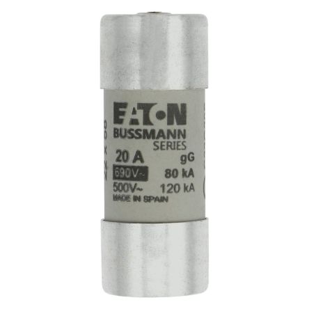 Eaton 20A Ceramic Cartridge Fuse, 22 x 58 mm
