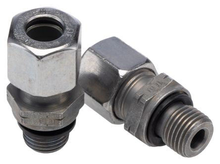 Parker GE10LREDCF Hydraulic Fitting Male G, 90 °, Steel, 10 mm Hose ID