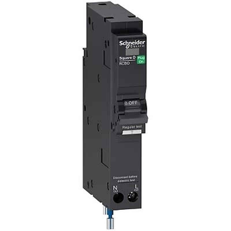 Schneider Electric Circuit Breaker, 20A Current Rating, 1P+N-Pole, 30 mA Trip Sensitivity, B Curve, Square D Range, QOvs